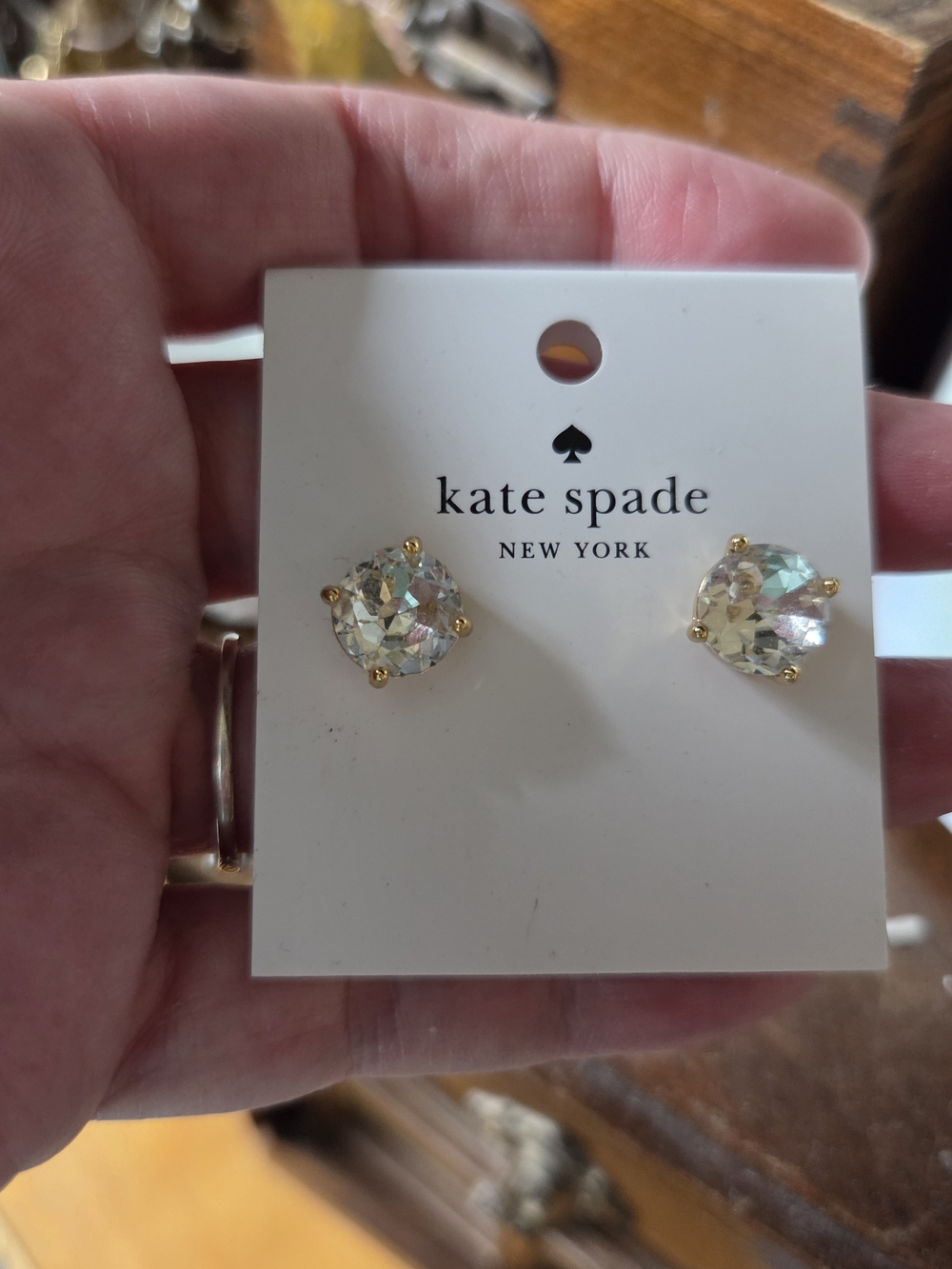 kate spade iridescent crystal gold stud earrings